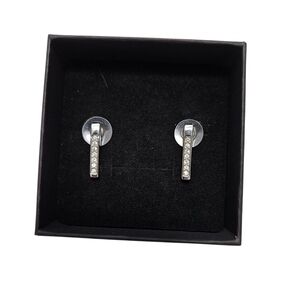 Swarovski Silver-Tone Bar Crystal Stud Earrings